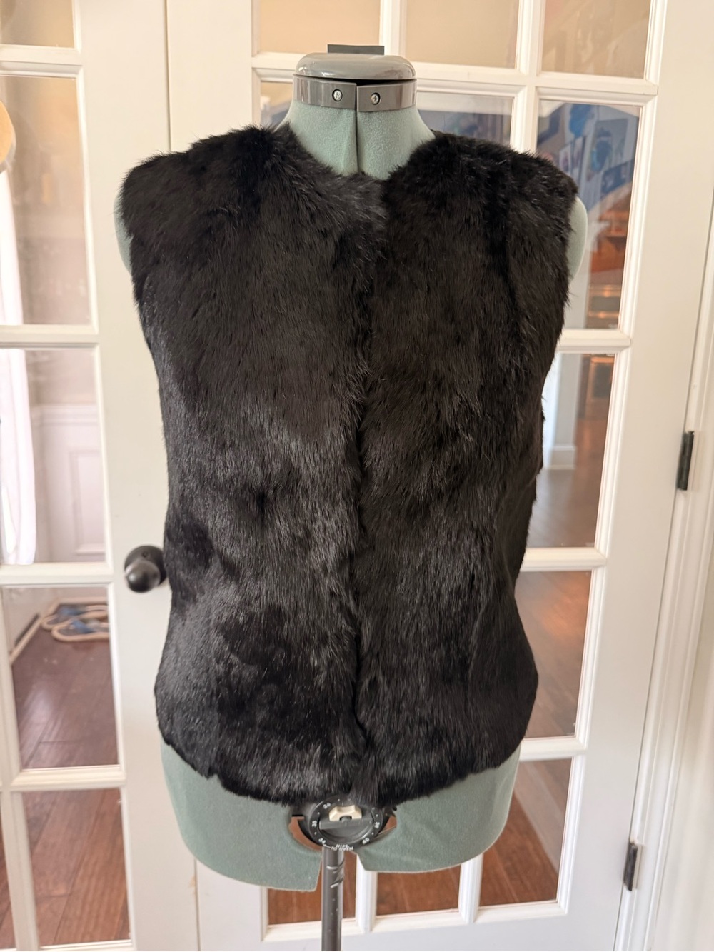 Mango Black Faux Fur and Leather Sleeveless Vest